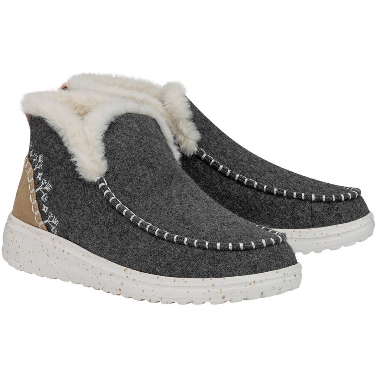 Hey Dude Denny Wool Faux Shearling Grey Womens ankle boots 40208-030 in a Plain Textile in Size 8